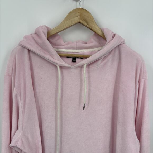 Elwood Hoodie Large Pink Sweatshirt Pullover Velour Brushed Skater Indie Retro - Picture 4 of 9